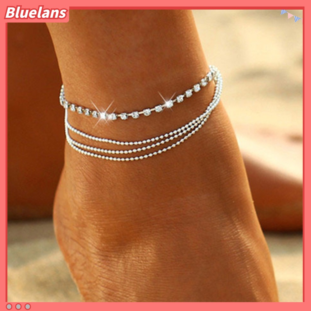 Lắc Chân Nhiều Lớp Đính Đá Phong Cách Bohemian Thời Trang 48h