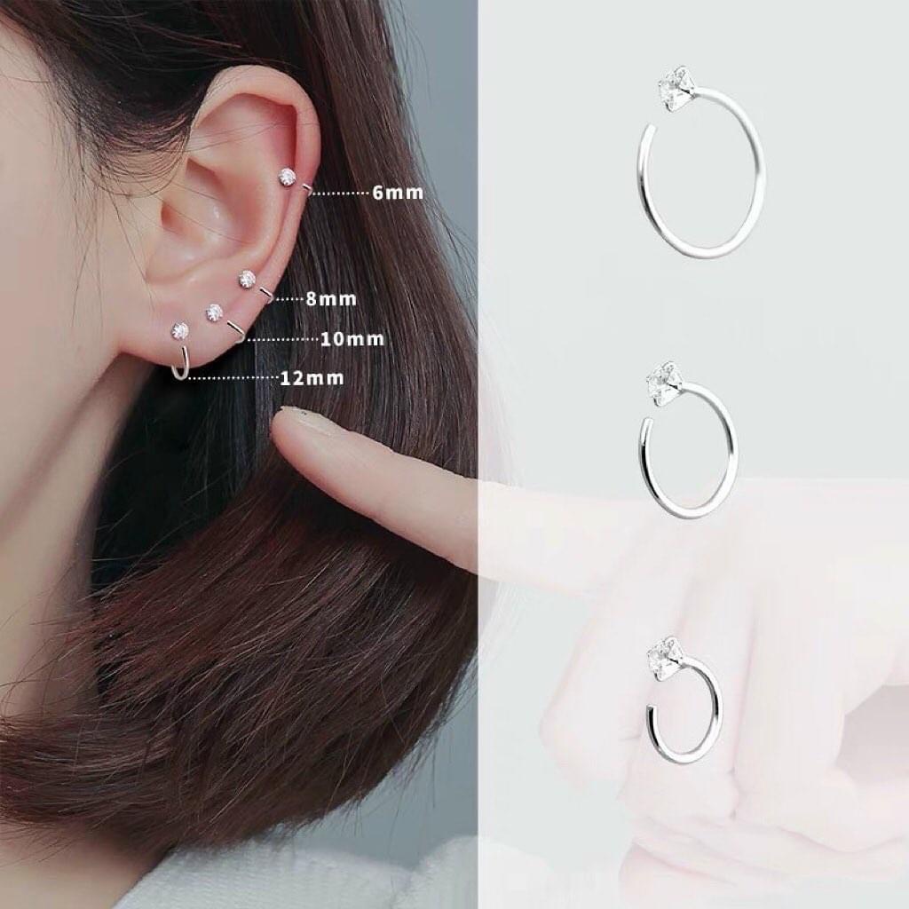 Khuyên tai bạc TLEE nụ đá dáng móc câu unisex TleeJewelry B0241