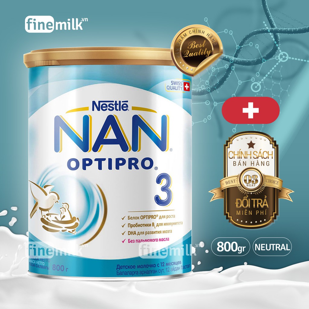 Sữa bột Nan Nga số 3 800gram dinh dưỡng phát triển chiều cao cho trẻ