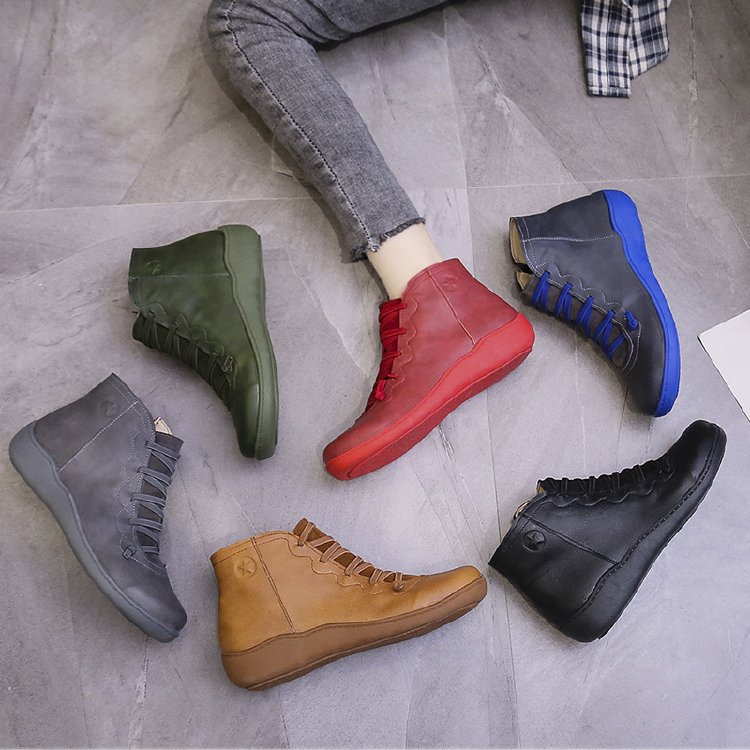 Style 2019 martin boots women's high-top 100, short boots women's casual boots flat-soled workwear women's boots size lớn