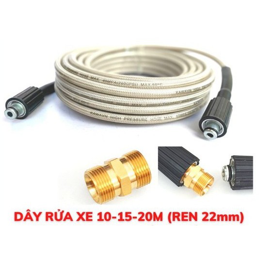 Dây rửa xe cao áp, dây rửa xe áp lực cao ren 22mm