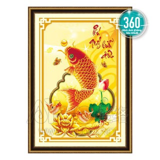 75x53cm Tranh đính đá Cá Chép Phú Quý Hữu Dư 77265 chưa đính