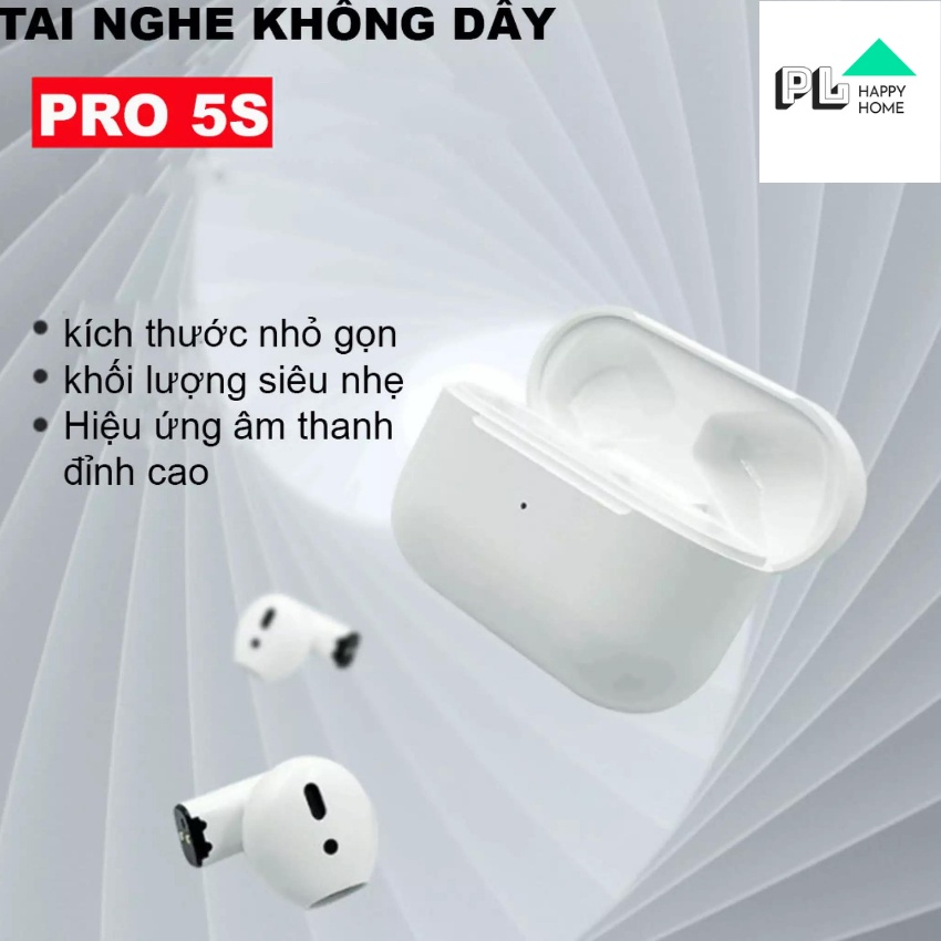 Tai nghe bluetooth không dây Pro 5S TWS âm thanh HiFi, Siêu nhỏ, Siêu nhẹ, Có Micro đàm thoại