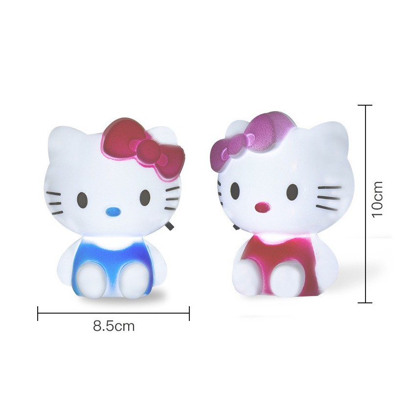 Đèn ngủ Led thiết kế kiểu dáng hình hello kitty đáng yêu, kích thước 10x8.5cm, có công tắc bật tắc tiết kiệm điện