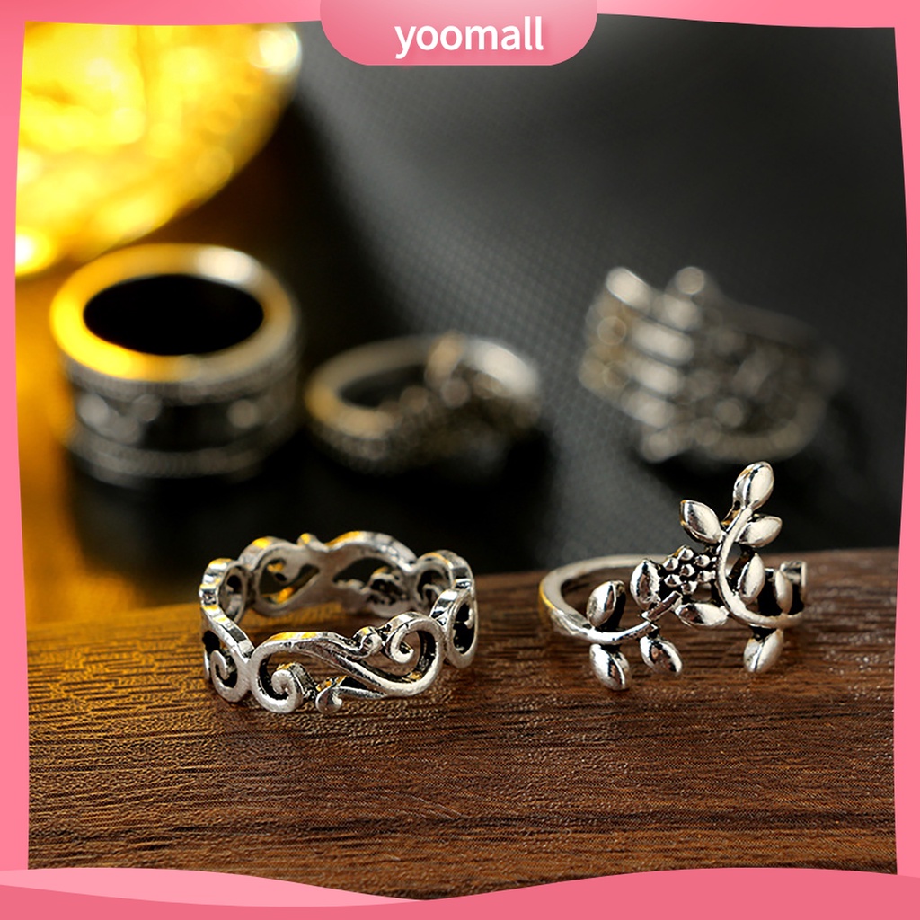 Yomall♡ Set 9 Nhẫn Đeo Khớp Ngón Tay Nhiều Màu Sắc Phong Cách Bohemian