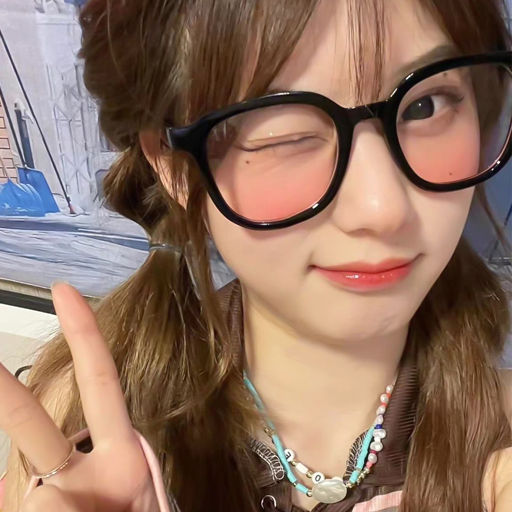 Ins Mắt Kính Má Hồng Tròn Blue Ray Tròng / Kính Mát Gọng Vuông Không Đều Màu Gradient Lấp Lánh Chống Tia UV Trang Trí Sáng Tạo Thời Trang