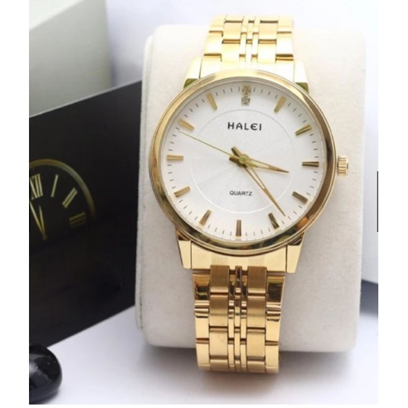 Đồng hồ nam Halei 159M dây vàng mặt trắng | BigBuy360 - bigbuy360.vn