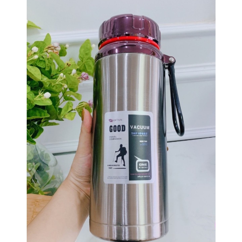 Bình Giữ Nhiệt 1500ml Good Vaccum Giữ Nhiệt Tối Ưu 12 Giờ Inox 304 Dày Dặn Có Quai Xách Và Lưới Lọc Trà