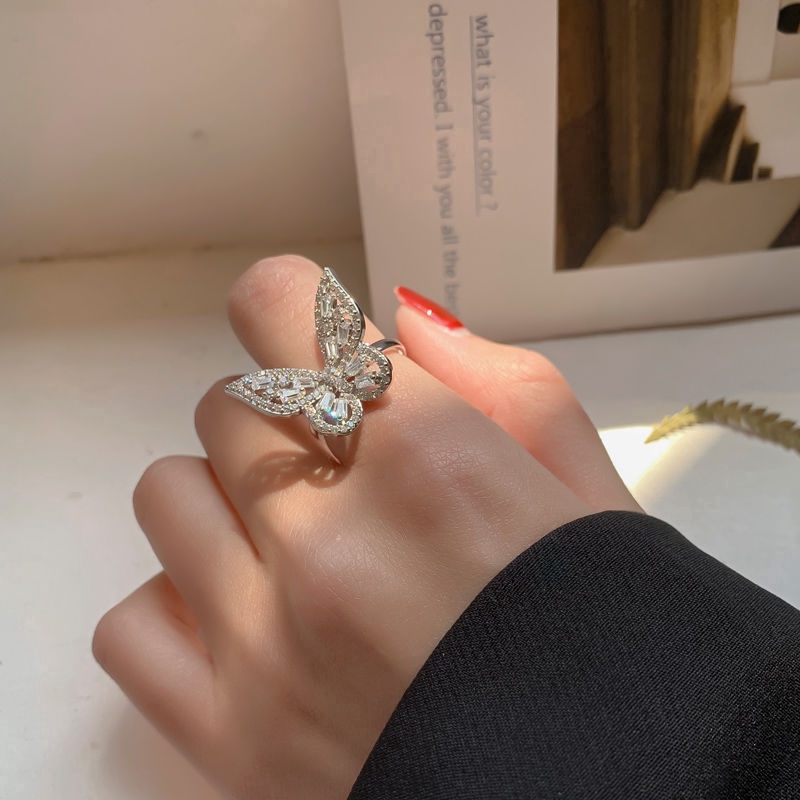 Nhẫn Dạng Hở Hình Bướm Đính Đá Xinh Xắn Dành Cho Nữ