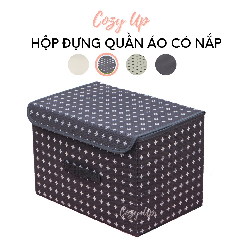 HỘP ĐỰNG QUẦN ÁO CÓ NẮP - SIZE M- 35x25x25cm GẤP GỌN TIỆN LỢI