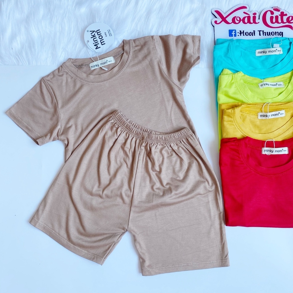 Bộ thun lạnh cộc tay Minkymom mẫu trơn cho bé trai bé gái mùa hè