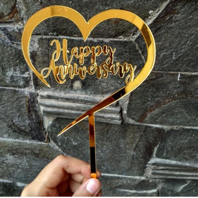 Happy Anniversary Cake Topper Happy Birthday Valentines Day Party Decorations Acrylic Bride Groom Mr Mrs Wedding XWNYDER