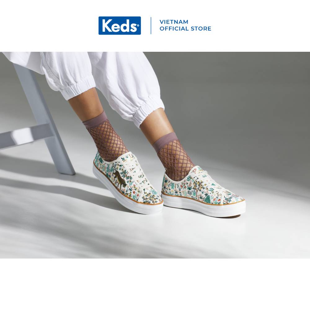 Giày Thể Thao Keds Nữ- Keds x Rifle Paper Co. Triple Kick Menagerie Embroidered- KD065560WF