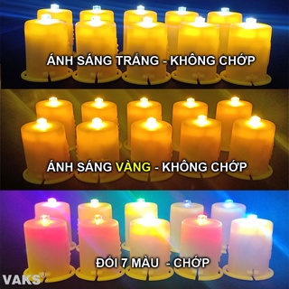 10 cái Nến điện tử - Nến LED - led chớp, không chớp cho lồng đèn trung thu, lễ hội... Trắng, vàng, đổi 7 màu - Dùng pin