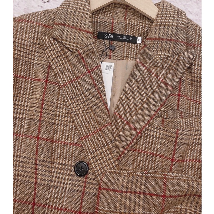 Áo Dạ Kẻ Nâu Tây, Áo Khoác Dạ Blazer Hàn Quốc (HÌNH THẬT) Hàng QC loại 1 | BigBuy360 - bigbuy360.vn