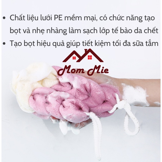 [Mới] [Loại dày] Combo 2 bông tắm tròn và dài chất liệu lưới cao cấp, mềm mại, tạo bọt nhanh - J197