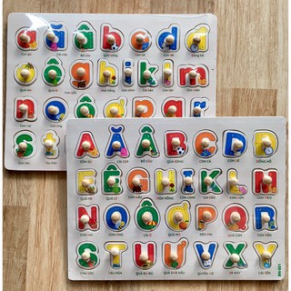 Đồ Chơi gỗ thông minh Bảng chữ cái tiếng Việt có núm cầm Cho Bé