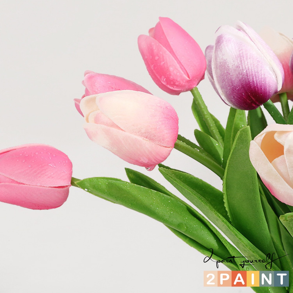 Hoa tulip giả nhân tạo trang trí bình thủy tinh, lọ hoa decor nhà cửa 2PAINT