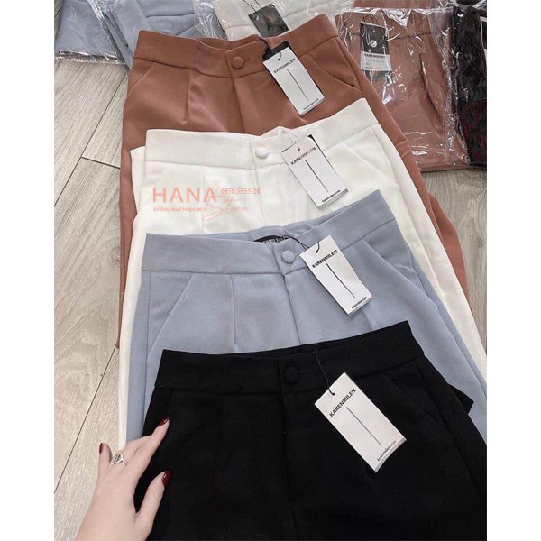 Quần tây baggy công sở nữ cạp cao cúc bọc khuy vải 1 ly màu Đen - Vải tuyết mưa - Dáng dài ống đứng - Mặc đi làm đi học | BigBuy360 - bigbuy360.vn