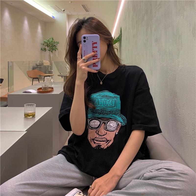 Áo from rộng nam nữ Aiife áo phông nữ ADLV tay lỡ vải cotton mùa hè 2022