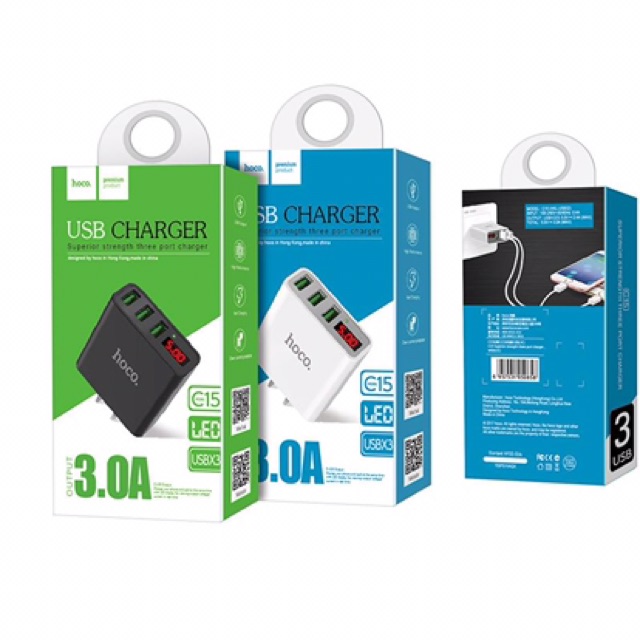 [ Chính hãng , Bảo hiểm cháy nổ ] CỦ SẠC 3 CỔNG USB HOCO C15