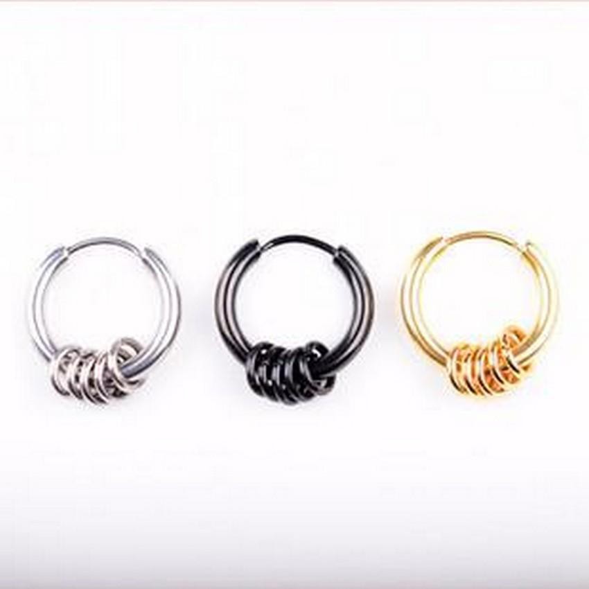 Khuyên tai vòng tròn trang sức phụ kiện nam nữ phong cách Hàn Quốc bông tai Unisex titan không gỉ