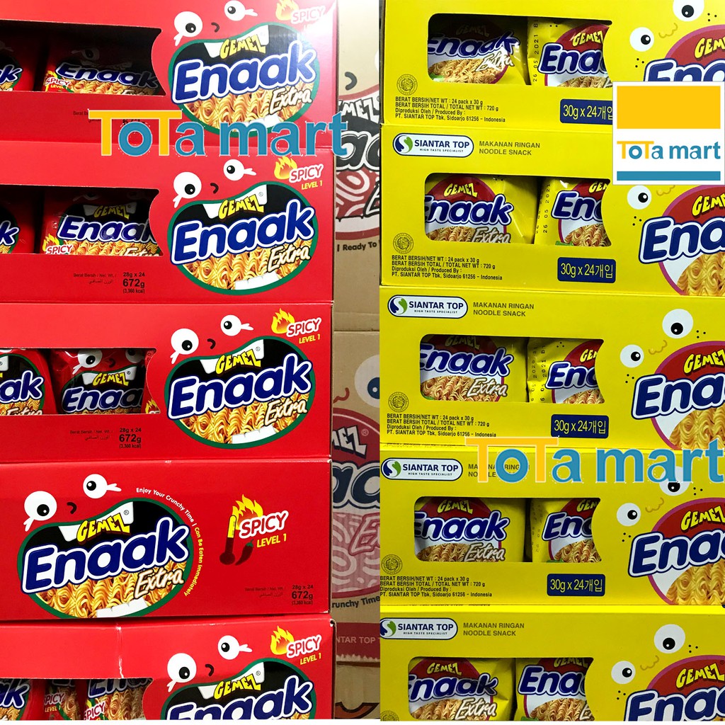 (HSD 03,04/2023) (Hộp 24 gói) Snack mì Enaak gà vàng.