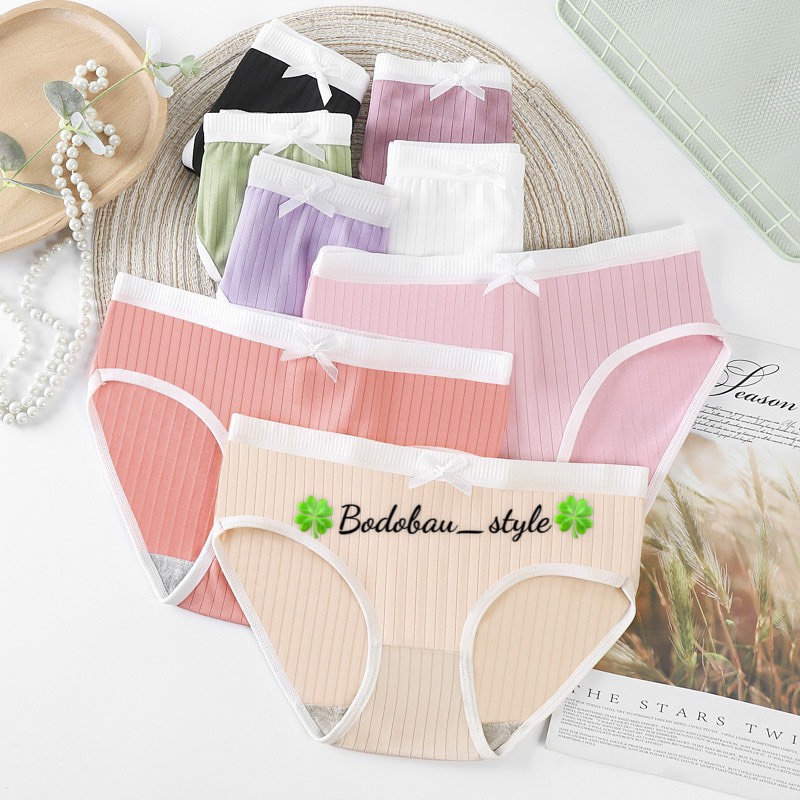 Quần lót nữ Gân Tăm đính nơ điệu đà - Quần chip Cotton siêu thoáng mát (BẦU BÍ NHỎ BON CHEN) QL-B01