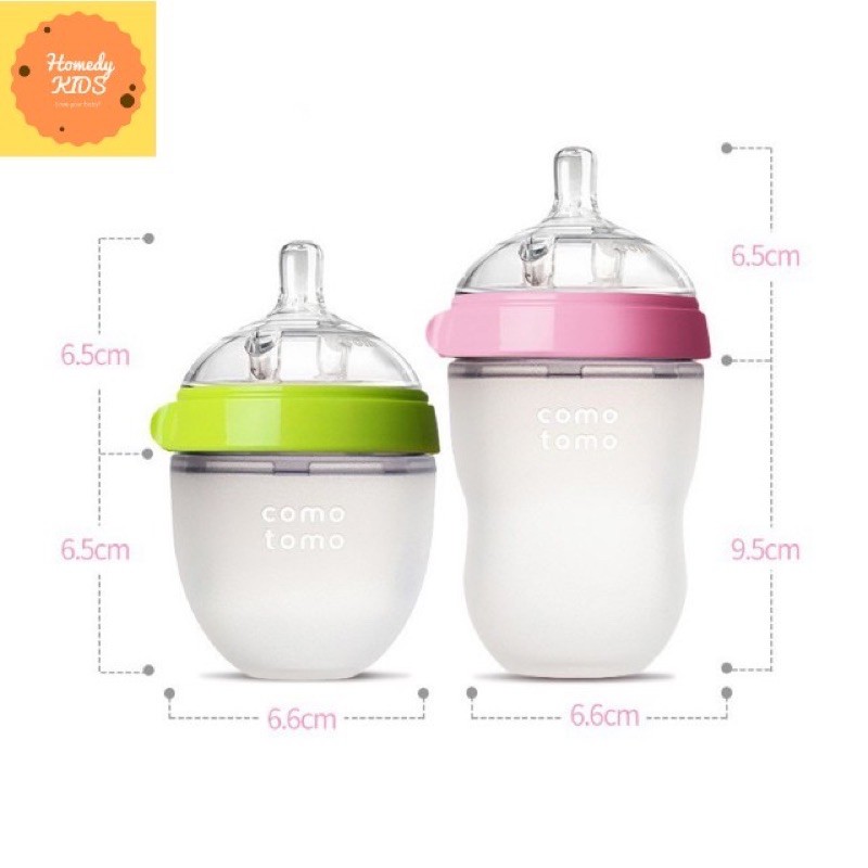 Bình sữa silicon Comotomo cho bé ( 150ml, 250ml) Cam Kết Chính Hãng Nhập Khẩu Hàn Quốc