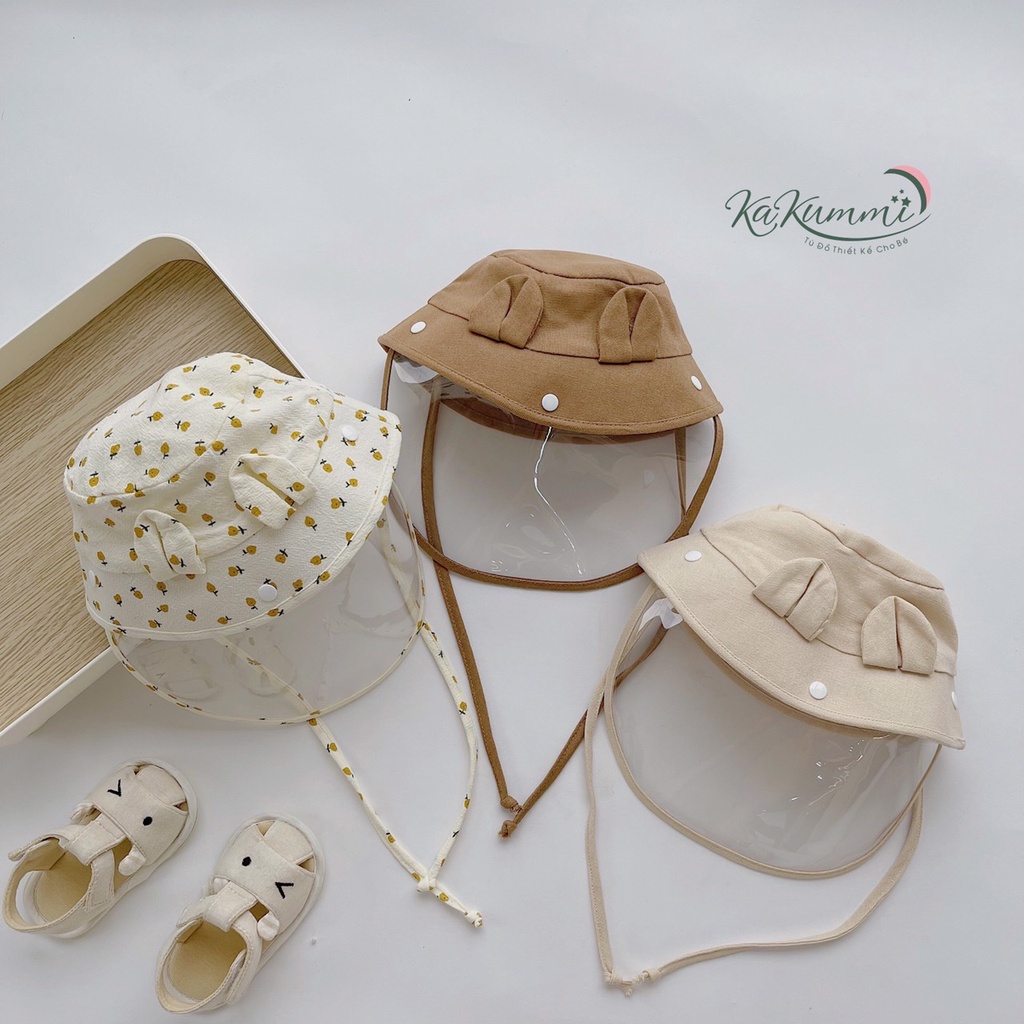 Mũ kèm tấm chắn an toàn cho bé, nón vành tròn unisex cho bé