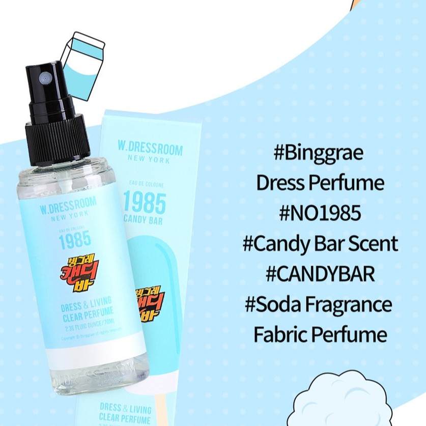 Nước hoa xịt vải Wdressroom No 1985 CANDY BAR 70ml hương bạc hà soda cam dứa (Shop Bunny Beans) | Thế Giới Skin Care