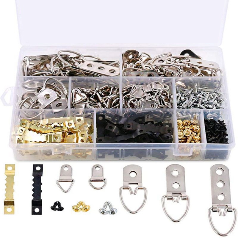 Set 415 Móc Treo Ảnh Kèm Ốc Vít Hình Chữ D Chịu Lực Tốt