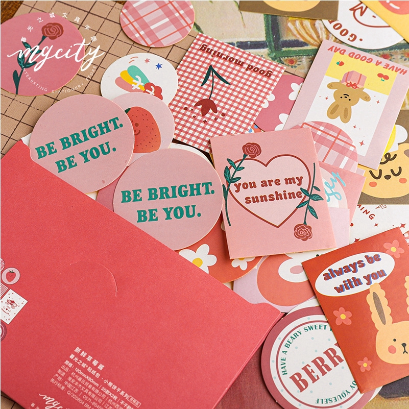 Bộ 40 miếng sticker ghi chú họa tiết gấu/bánh quy cho trang trí thủ công Scrapbooking