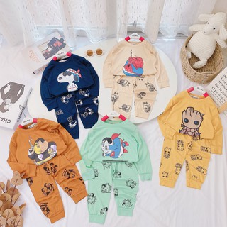 SALE] Bộ Dài Tay Cho Bé Trai, Bé Gái Minky Mom Thun Lạnh Họa Tiết Siêu Nhân Mập Ú,Bộ Quần Áo Trẻ Em Thu Đông MKMTD2128