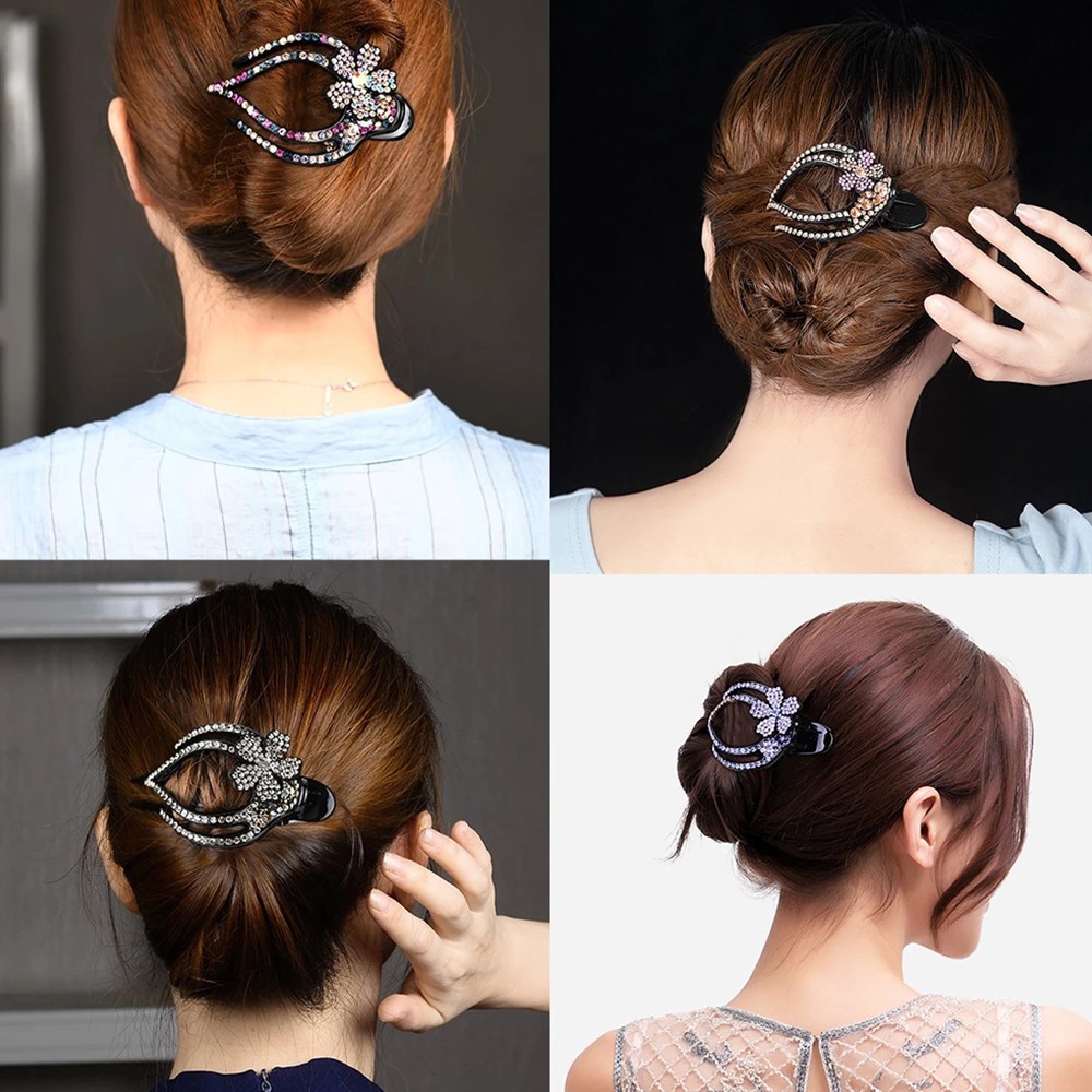 Kẹp Tóc Đính Đá Hình Hoa Thanh Lịch Cho Nữ