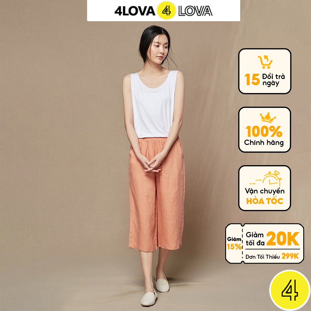 Quần lửng ống rộng culottes 4LOVA chất vải đũi xước cao cấp thoáng mát diện hè cho nữ - Hàng mới về