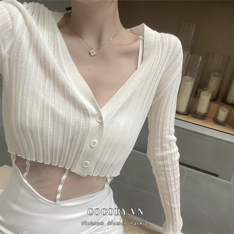 【Cocory】 Áo Khoác Cardigan Chất Liệu Xuyên Thấu Quyến Rũ Dành Cho Nữ