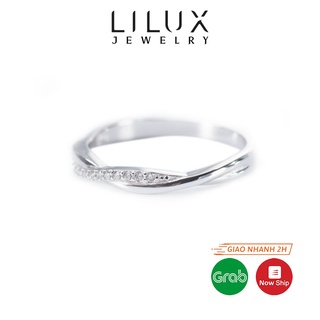 Nhẫn bạc nữ mặt xoắn đính 1 hàng đá cz lilux n038