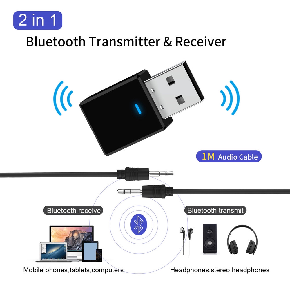 Thiết bị thu phát tín hiệu Bluetooth 5.0 2 trong 1 tiện dụng