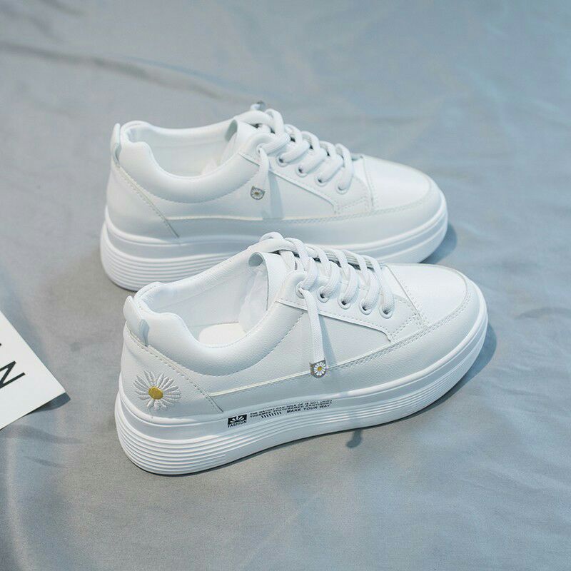 giày thể thao nữ đế cao G14 sneaker màu trắng thêu hoa phong cách hàn quốc đi học đi chơi hottrend | BigBuy360 - bigbuy360.vn