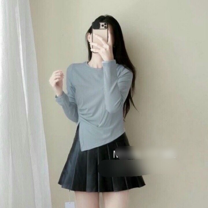 Áo Len Gân Vạt Bâu Ôm Body Kiểu Dáng Hàn Quốc Tay Dài Ulzzang hot hit Vạt Chéo Trễ Vai Dài Tay C030