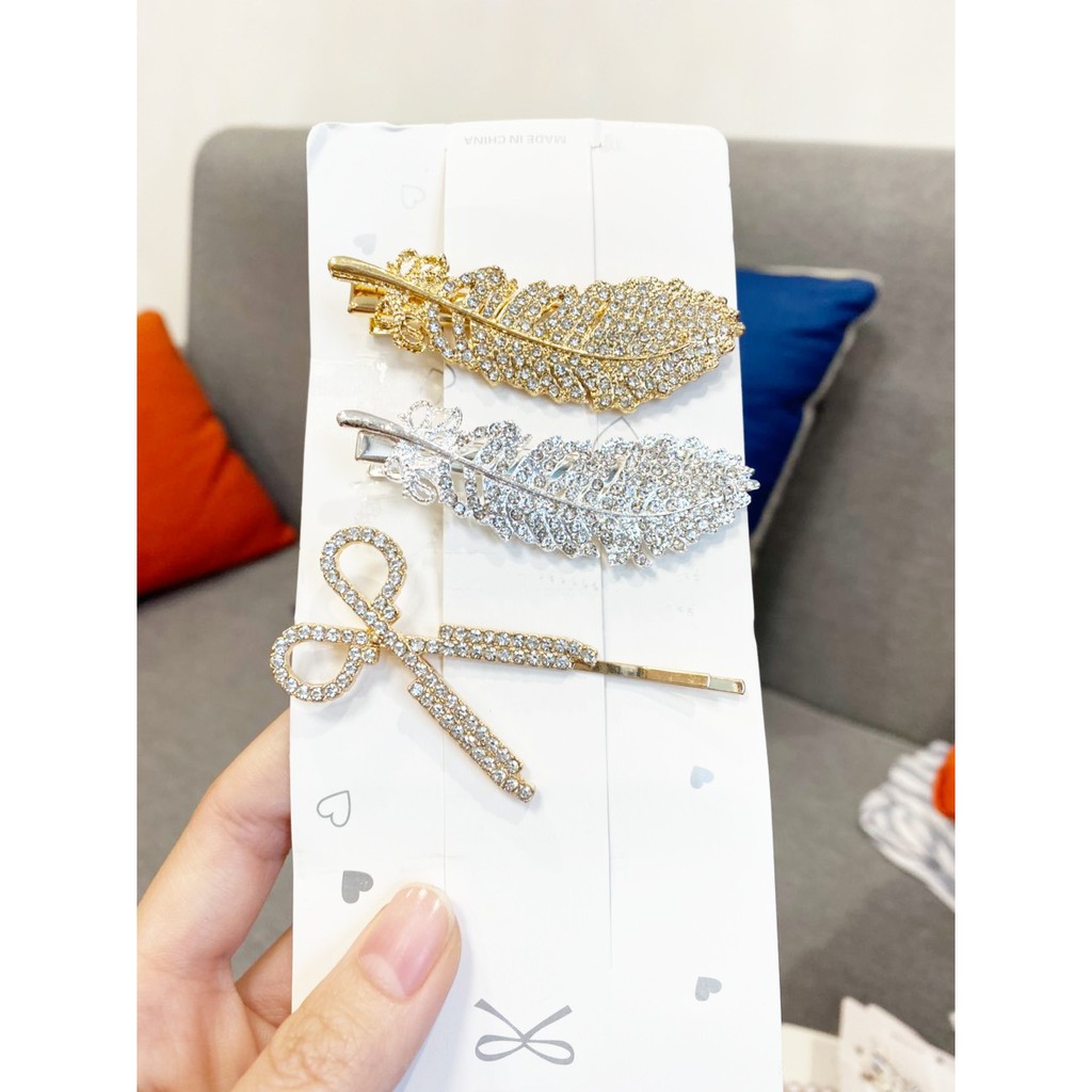 Set Ghim Kẹp Tóc Đính Đá Nhiều Màu Phong Cách Hàn Quốc