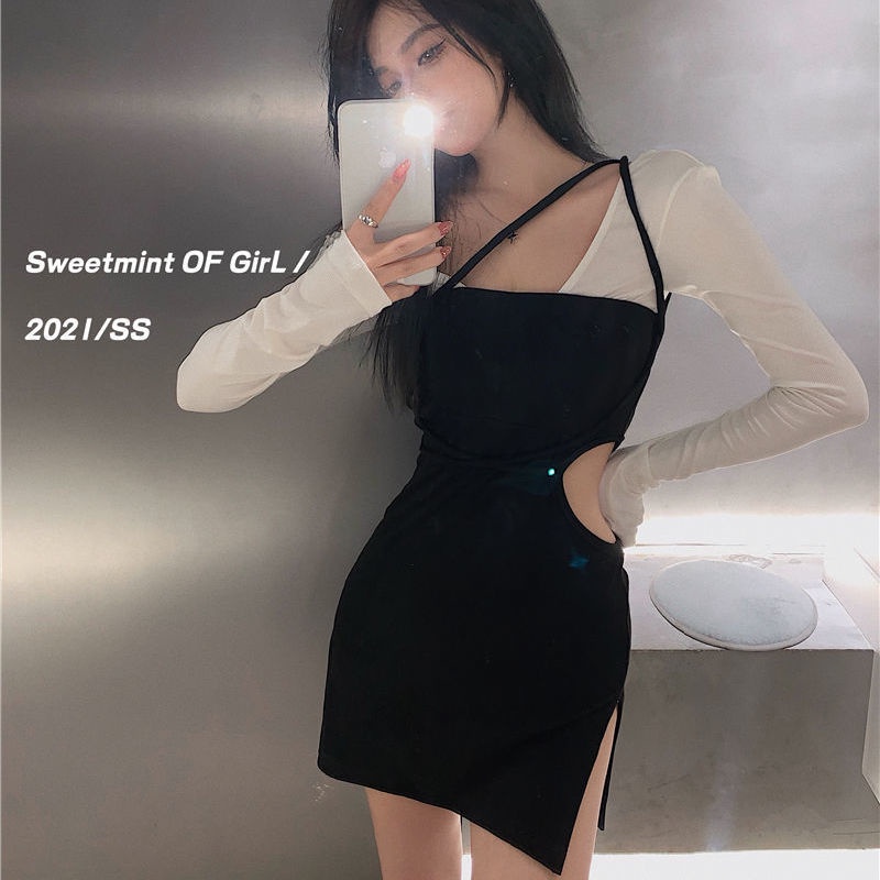 Đầm ngắn ôm eo màu đen thời trang quyến rũ độc đáo cho nữ | BigBuy360 - bigbuy360.vn