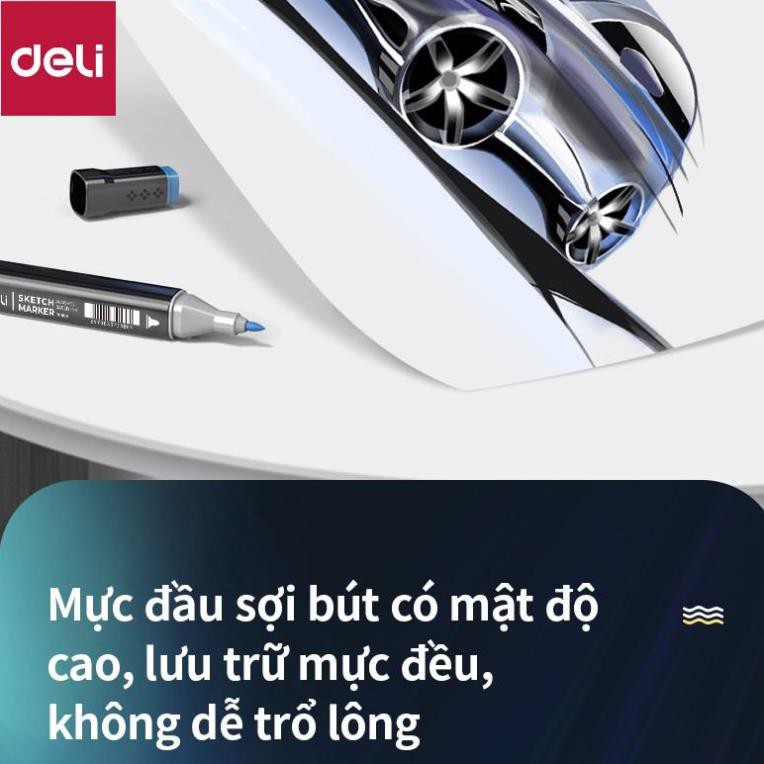 Bút màu marker chuyên nghiệp Deli -kèm túi vải - 30/40/60/80 Màu - 70806 / 70800 / 70701 [Deli]