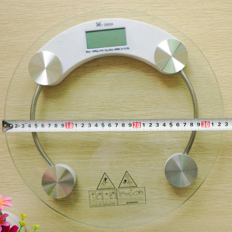 Cân sức khỏe -Cân điện tử hình tròn mặt kính cường lực tiện dụng Max 180kg(Trong suốt)