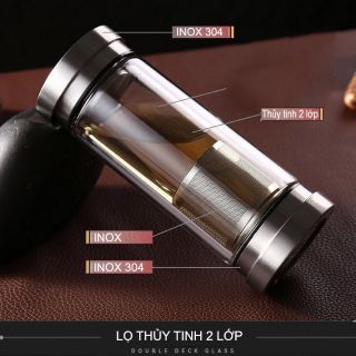 Bình giữ nhiệt thủy tinh  pha trà cà phê