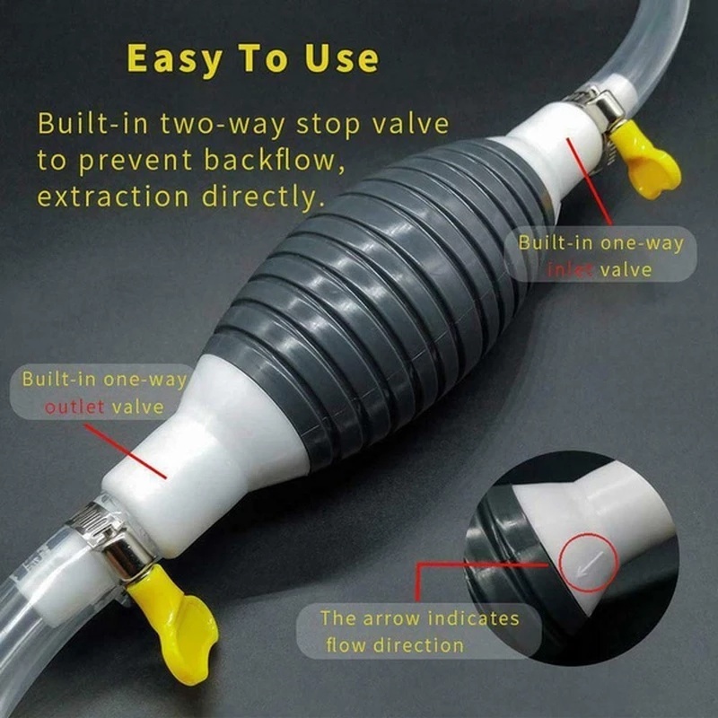 Ống Bơm Nhiên Liệu Khẩn Cấp Có Van/Kẹp Tiện Dụng Cho Xe Hơi