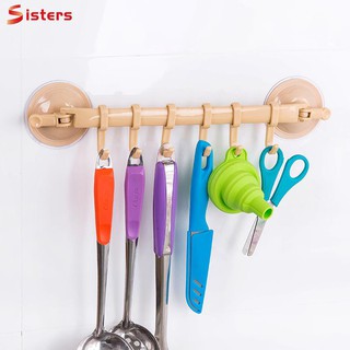 Kệ treo dính tường hút chân không đa năng, GIÁ PHƠI ĐỒ kèm 6 móc treo - 