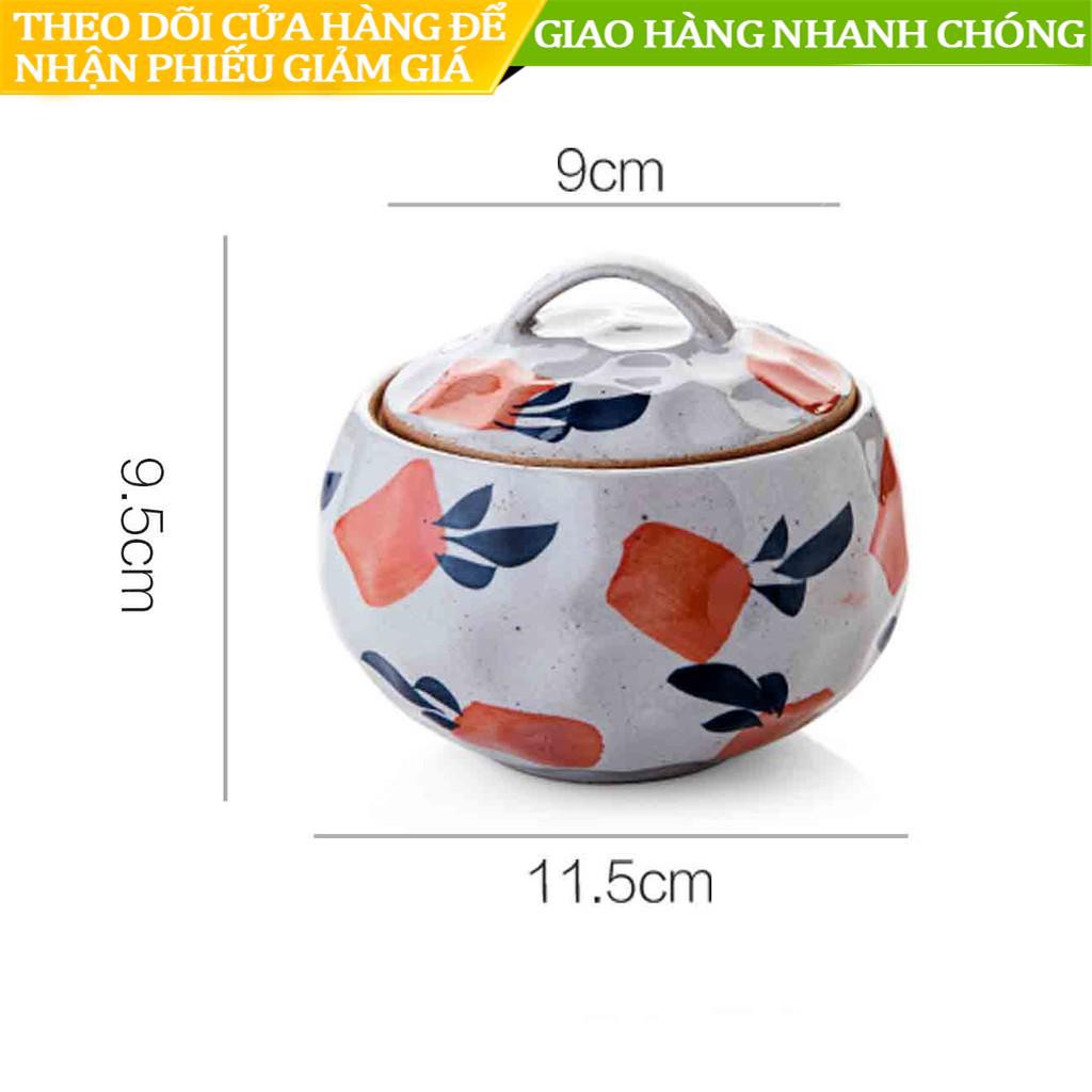 【ready stock】Chén sứ nhỏ có nắp đậy họa tiết trang nhã phong cách Nhật Bản