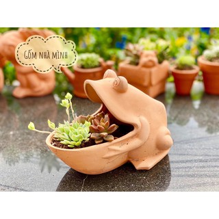 Chậu Ếch há miệng đất nung